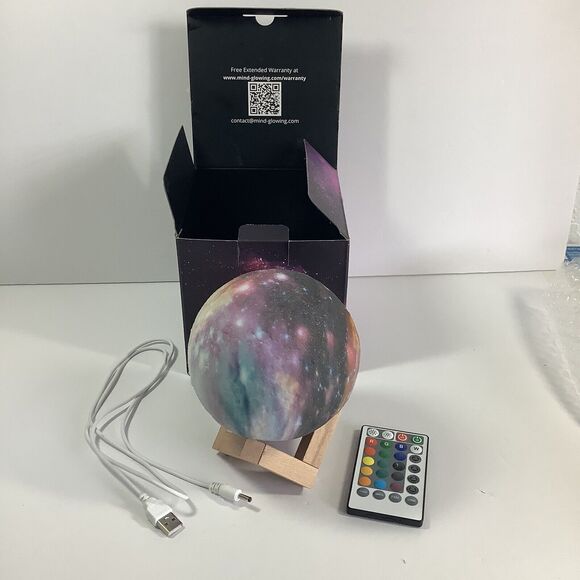 Mind Glowing Moon Lamp Kids Night Light Galaxy Lamp 4.7” 16 Colors LED 3D Works - Picture 4 of 11